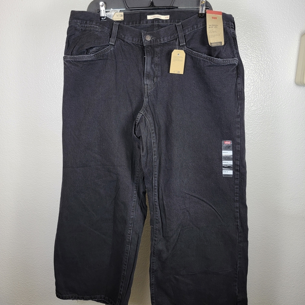 LEVIS '94 Baggy Jeans Midrise Straight Leg Black Stonewash Size 20W